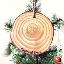 Load image into Gallery viewer, The back of the white rabbit Christmas ornament, signed with, Rainbow of Crazy

