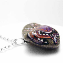 Load image into Gallery viewer, purple and pink octopus art, painted on a small beach stone, available as a keepsake or pendant necklace
