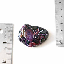 Load image into Gallery viewer, purple and pink octopus art, painted on a small beach stone, available as a keepsake or pendant necklace
