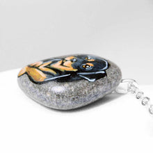 Load image into Gallery viewer, small rock art, hand painted with art of a rottweiler dog
