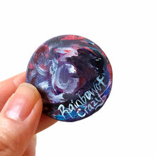 Load image into Gallery viewer, A painting of a sleeping sugar glider, hand painted on a small, smooth, wood circle. Available as a keepsake art or pendant necklace. Back is signed with, Rainbow of Crazy
