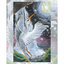 Load image into Gallery viewer, This art print features The Star card from the Animism Tarot: an ibis rises up from under the base of a waterfall. The Star shines high in the night sky.
